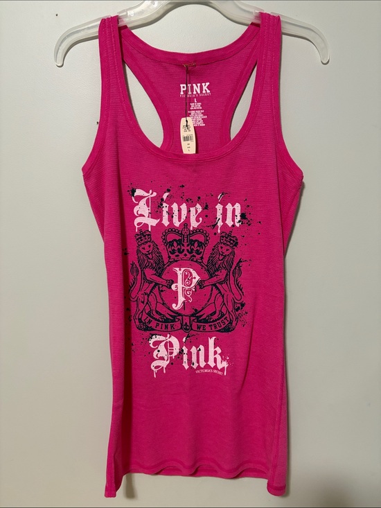 PINK Victoria's Secret Tops - Victoria's Secret PINK Hot Pink Ribbed Racerback Tank